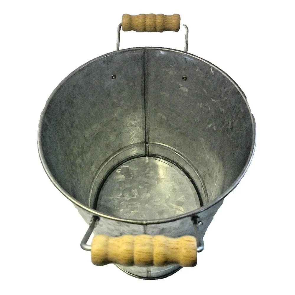 NEW Flower Market Est. 1874 metal and wood decorative bucket with wooden handles